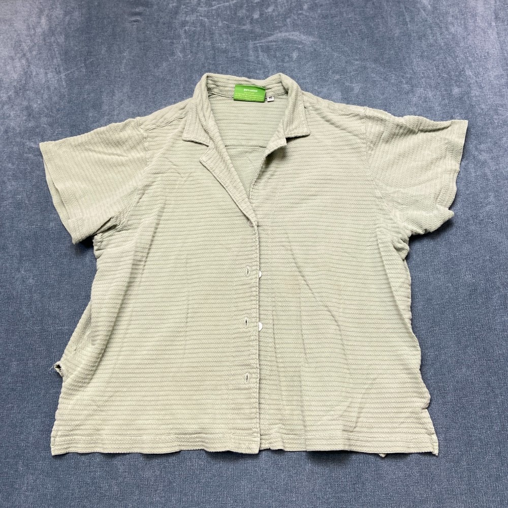 Big Bud Press Pantry Button Up Honeycomb Shirt Womens Medium Sage Green Cotton